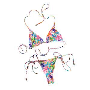 Blackbough Floralfitti Bikini Large XL / L Colorful Pink 2 Piece Swim
